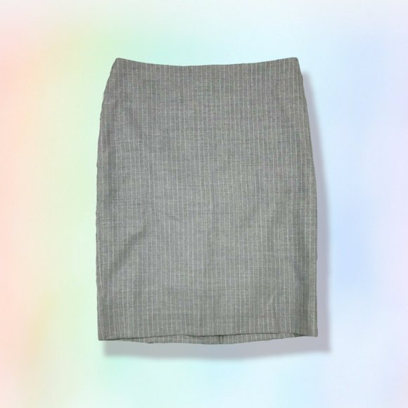 Theory Frieda Pencil Skirt Sz 8 Wool Gray Striped - Picture 1 of 7